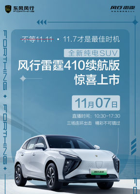 Compacte SUV Pure Electric Car Dongfeng Forthing Thunder 2024 410 Range Met 0,5h Fast Charging 160km/h Maximale snelheid
